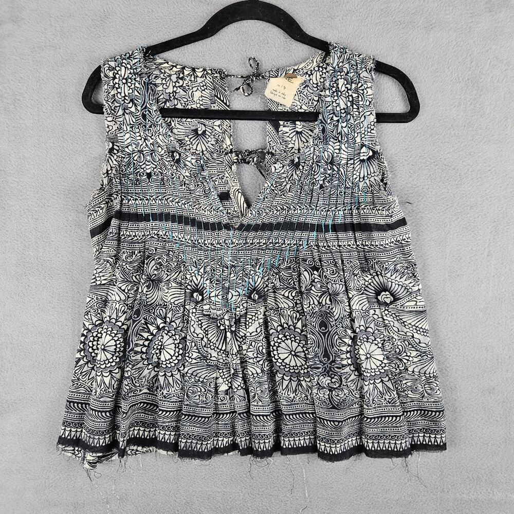 Free People Myna Top Boho Print Sleeveless Open Back Size XS